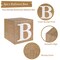 RUBFAC Baby Boxes with Letters for Baby Shower, 4pcs Rustic Farmhouse Style Boho Balloon Boxes with Burlap Grain for Birthday Gender Reveal Decoration Backdrop Photo Props